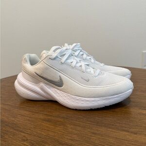 Nike White and Silver Athletic Sneakers